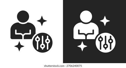 Icono De Control De Habilidad En Estilo Glifo Blanco Y Negro
