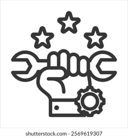 Skill Demonstration Outline Icon Vector Illustration