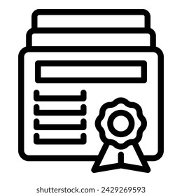 Skill development certificate icon outline vector. Talent improvement. Knowledge gain diploma