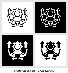 Icono de desarrollo de habilidades con fondo blanco y negro
