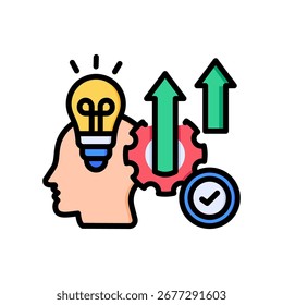 Ícone de desenvolvimento de habilidades Ilustração de vetor de cores lineares