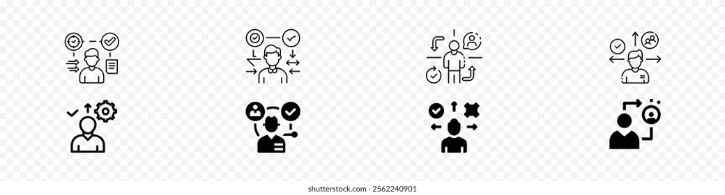 Skill development icon. Professional Skills. soft skills icons.  icons related to soft skills. Ability Silhouette and Line Icon Set. Soft skills concept, 