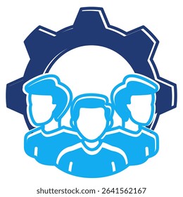 Skill Development icon represented by employees, gear Dualtone style.