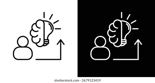 skill development icon set in outline black and white style vector illustration