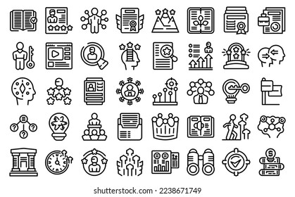 Skill development icons set outline vector. Change business. New transform