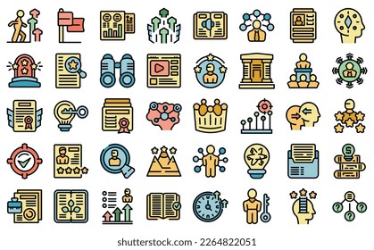 Skill development icons set outline vector. Change business. New transform color flat on white