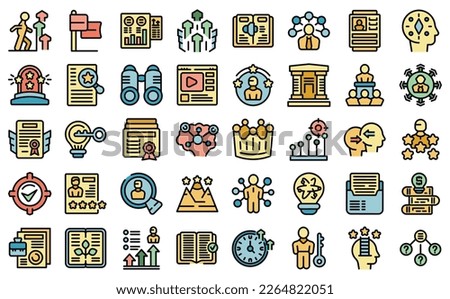 Skill development icons set outline vector. Change business. New transform color flat on white