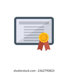 Skill diploma icon flat vector. Education school. Online student isolated