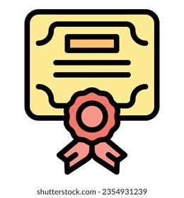 Skill up diploma icon outline vector. Training level. Professional career color flat