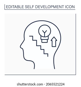 Skill enhancement line icon. Improving opportunity and knowledge. Improve cognitive skills. Self-development concept. Isolated vector illustration. Editable stroke
