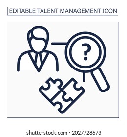 Skill Gap Analysis Line Icon.Assess Difference Between Actual State And Future, Goal State. Finding Lacking Skills And Knowledge. Talent Management Concept.Isolated Vector Illustration.Editable Stroke