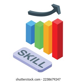 Skill graph chart icon isometric vector. Level training. Advanced test