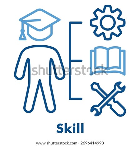 Skill Icon in Outline Color Style. Vector Illustration for education, learning, and ability development concept.
