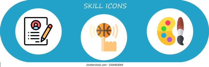 skill icon set. 3 flat skill icons.  Simple modern icons about  - resume, skills, paint palette