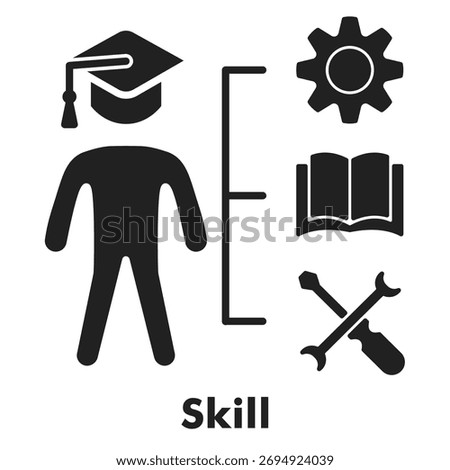 Skill Icon in Solid Style. Vector Illustration for education, learning, and ability development concept.