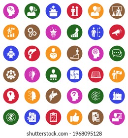 Skill Icons. White Flat Collection In Circle. Vector Illustration.