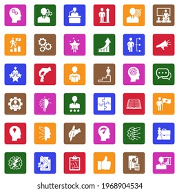 Skill Icons. White Flat Collection In Square. Vector Illustration.