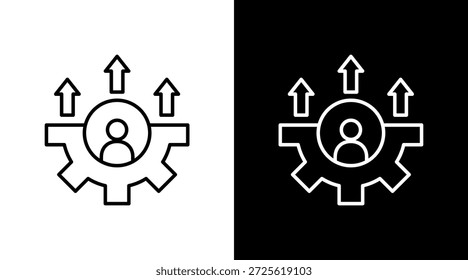 Diseño de conjunto de iconos blancos de contorno de mejora de habilidades