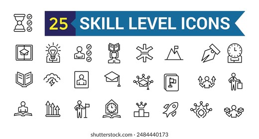 Skill level icon outline vector. Expert success. Start game. Outline icon collection. Editable stroke.