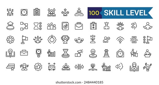 Skill level icon outline vector. Expert success. Start game. Outline icon collection. Editable stroke.