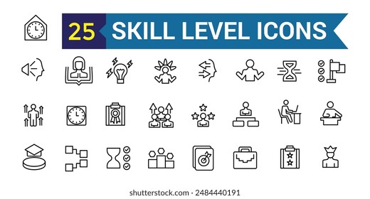 Skill level icon outline vector. Expert success. Start game. Outline icon collection. Editable stroke.