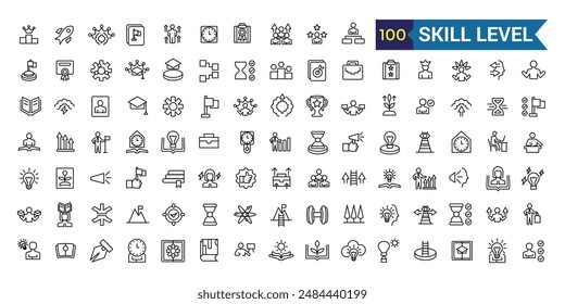 Skill level icon outline vector. Expert success. Start game. Outline icon collection. Editable stroke.