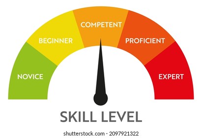 Skill level meter indicator. Business vector chat infographic. Education speedometer
