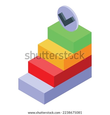 Skill level stairs icon isometric vector. Training development. Soft brain