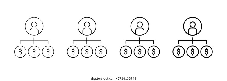 Conjunto de Vectores de iconos de mercado de habilidades en estilo de línea de trazo diferente