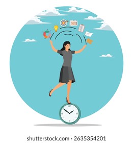 Skill project management concept, planning or communication to success. Businesswoman control project management skill.
