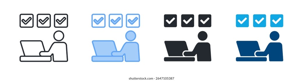 Habilidade Definir ícone Definir vários estilos. Projetado Em Contorno, Azul, Glifo, Tom Duplo