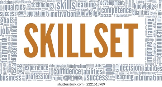 Skill set word cloud conceptual design isolated on white background.