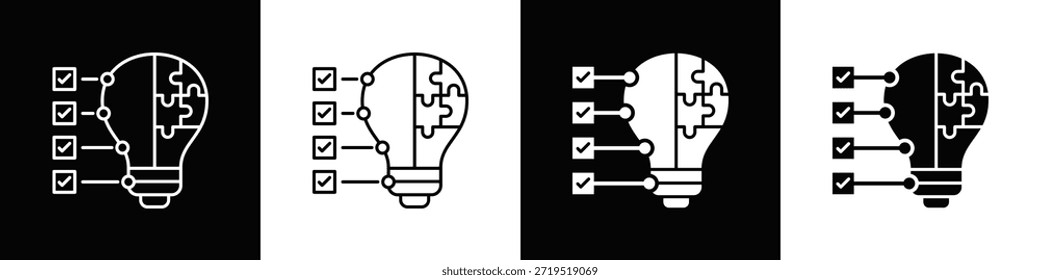Icono de prueba de habilidad con estilo minimalista blanco negro variante