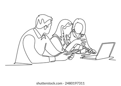 Skill and Training concept. Single line draw design vector graphic illustration.