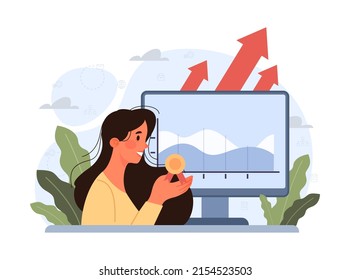 Skill up. Increasing of business or professional abilities. Knowledge gaining as a way to success. Digital training and distance learning. Flat vector illustration