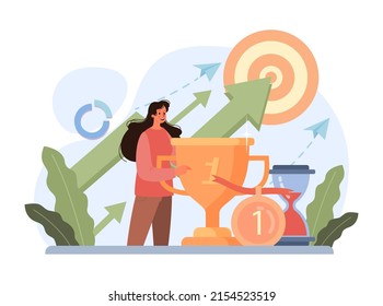 Skill up. Increasing of business or professional abilities. Knowledge gaining as a way to success. Digital training and distance learning. Flat vector illustration