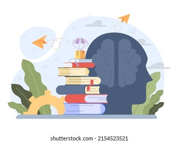 Skill up. Increasing of business or professional abilities. Knowledge gaining as a way to success. Digital training and distance learning. Flat vector illustration