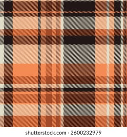 Skill vector check textile, proud background texture tartan. Sale pattern seamless plaid fabric in orange and black colors palette.