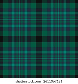 Skill vector texture pattern, industry background fabric seamless. Printing textile tartan check plaid in teal and dark colors palette.