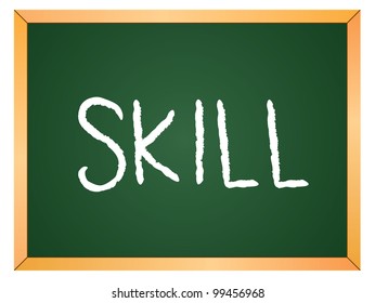 "skill" word written on chalkboard