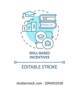 Skill-based incentives turquoise concept icon. Team members motivation abstract idea thin line illustration. Isolated outline drawing. Editable stroke. Roboto-Medium, Myriad Pro-Bold fonts used