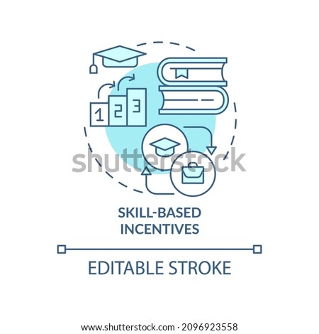 Skill-based incentives turquoise concept icon. Team members motivation abstract idea thin line illustration. Isolated outline drawing. Editable stroke. Roboto-Medium, Myriad Pro-Bold fonts used