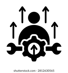 Skillbuilding Icon - Solid Black Glyph Icons For Mentorship and Training