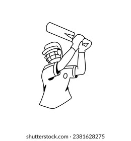 Skilled Cricket Player Hand-drawn Icon Illustration