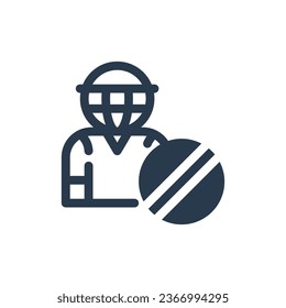 Skilled Cricket Player vector icon illustration