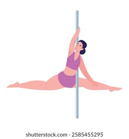 A skilled dancer showcasing a dynamic pole dance