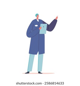 Skilled Factory Worker Character Holding Tablet Device In Hands While Performing Industrial Tasks