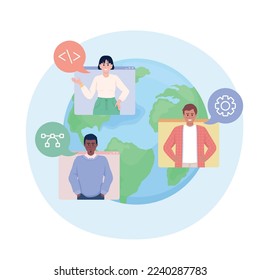Ilustración vectorial de concepto plano de equipo internacional calificado. Profesionales de alto nivel. Personajes editables de dibujos animados 2D sobre blanco para el diseño web. Idea creativa para sitio web, móvil, presentación