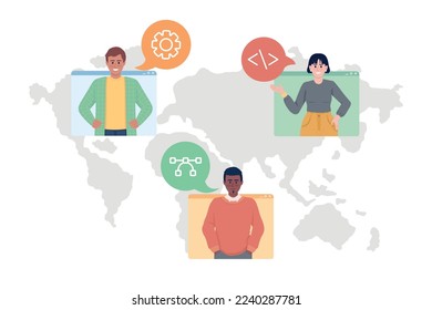 Skilled international work group flat concept vector illustration. Overseas specialist. Editable 2D cartoon characters on white for web design. Creative idea for website, mobile, presentation