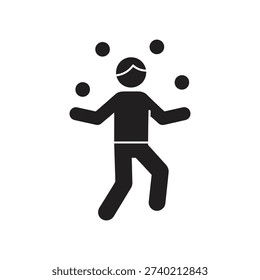 Skilled juggler silhouette performing with balls representing multitasking and balance talent capability